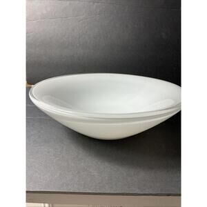 Umbra 754 White Art Glass Mouth Blown Salad Or Centerpiece Bowl 12.5"